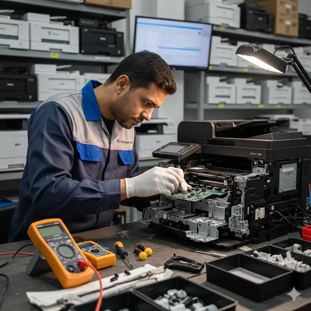 Técnico realizando conserto de impressora em São Gonçalo
